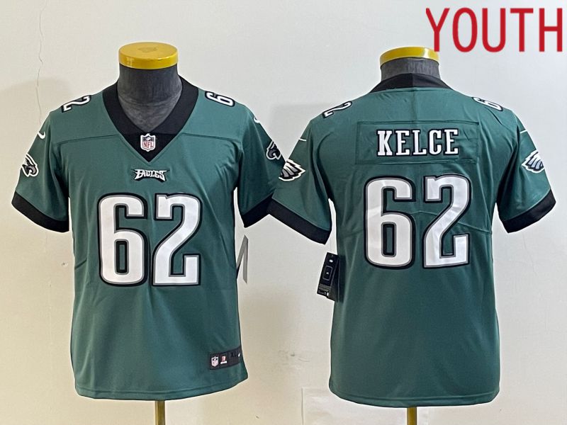 Youth Philadelphia Eagles #62 Kelce Green 2023 Nike Vapor Limited NFL Jersey